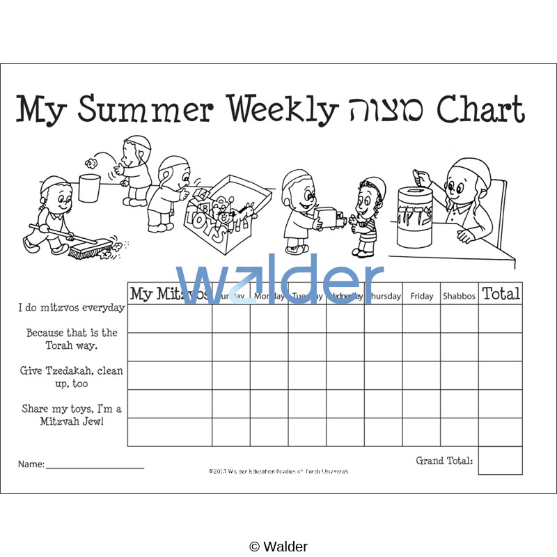 My Summer Weekly Mitzvah Chart Walder Education