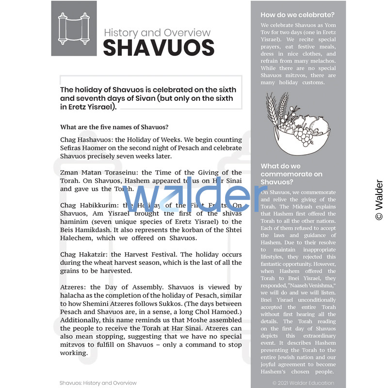 Shavuos Study Guide: History and Overview - Walder Education