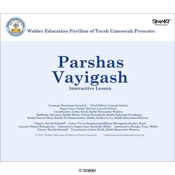 Parshas Vayigash Interactive Smartboard Lesson