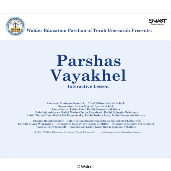 Parshas Vayakhel Interactive Smartboard Lesson